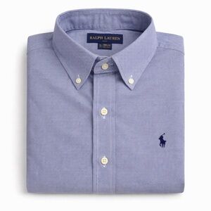 Ralph Lauren Men Striped Button Down Shirt Size 16 40/41 Preppy Long Sleeve Blue